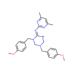 COc1ccc(CN2CN/C(=N\c3nc(C)cc(C)n3)N(Cc3ccc(OC)cc3)C2)cc1 ZINC000019320888