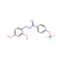 COc1ccc(CNC(=N)c2ccc(OC(F)(F)F)cc2)c(OC)c1 ZINC000103259113