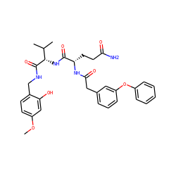 COc1ccc(CNC(=O)[C@@H](NC(=O)[C@H](CCC(N)=O)NC(=O)Cc2cccc(Oc3ccccc3)c2)C(C)C)c(O)c1 ZINC000299861205