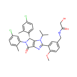 COc1ccc(CNC(=O)CO)cc1-c1nc2c(n1C(C)C)[C@@H](c1ccc(Cl)cc1C)N(c1cc(Cl)ccc1C)C2=O ZINC000169705745