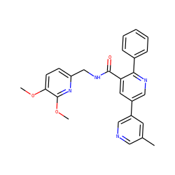 COc1ccc(CNC(=O)c2cc(-c3cncc(C)c3)cnc2-c2ccccc2)nc1OC ZINC000059149637