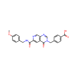 COc1ccc(CNC(=O)c2cc3c(=O)n(Cc4ccc(C(=O)O)cc4)cnc3cn2)cc1 ZINC000013980195