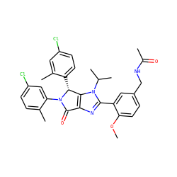 COc1ccc(CNC(C)=O)cc1-c1nc2c(n1C(C)C)[C@@H](c1ccc(Cl)cc1C)N(c1cc(Cl)ccc1C)C2=O ZINC000169705391