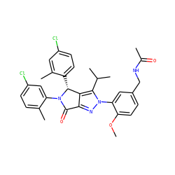 COc1ccc(CNC(C)=O)cc1-n1nc2c(c1C(C)C)[C@@H](c1ccc(Cl)cc1C)N(c1cc(Cl)ccc1C)C2=O ZINC000224893663