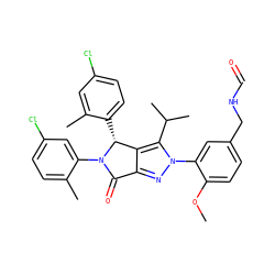 COc1ccc(CNC=O)cc1-n1nc2c(c1C(C)C)[C@@H](c1ccc(Cl)cc1C)N(c1cc(Cl)ccc1C)C2=O ZINC000224893758