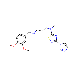 COc1ccc(CNCCCN(C)c2nc(-n3ccnc3)ns2)cc1OC ZINC000038279502