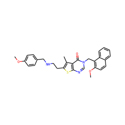 COc1ccc(CNCCc2sc3ncn(Cc4c(OC)ccc5ccccc45)c(=O)c3c2C)cc1 ZINC001772635189
