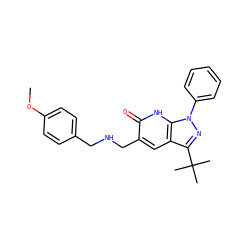 COc1ccc(CNCc2cc3c(C(C)(C)C)nn(-c4ccccc4)c3[nH]c2=O)cc1 ZINC000008763123
