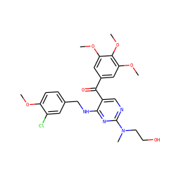 COc1ccc(CNc2nc(N(C)CCO)ncc2C(=O)c2cc(OC)c(OC)c(OC)c2)cc1Cl ZINC000140234682