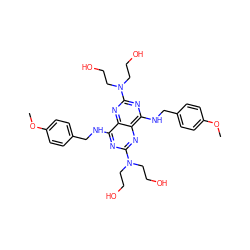 COc1ccc(CNc2nc(N(CCO)CCO)nc3c(NCc4ccc(OC)cc4)nc(N(CCO)CCO)nc23)cc1 ZINC000003974549
