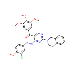 COc1ccc(CNc2nc(N3CCc4ccccc4C3)ncc2C(=O)c2cc(OC)c(OC)c(OC)c2)cc1Cl ZINC000148444305