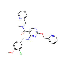 COc1ccc(CNc2nc(OCc3ccccn3)ncc2C(=O)N(C)Cc2ccccn2)cc1Cl ZINC000299831912