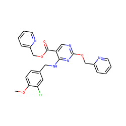 COc1ccc(CNc2nc(OCc3ccccn3)ncc2C(=O)OCc2ccccn2)cc1Cl ZINC000139922956