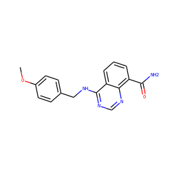 COc1ccc(CNc2ncnc3c(C(N)=O)cccc23)cc1 ZINC000114347248