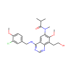 COc1ccc(CNc2ncnc3c(CCO)c(OC)c(N(C)C(=O)C(C)C)cc23)cc1Cl ZINC000045349766