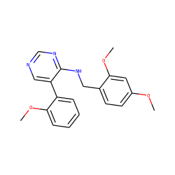 COc1ccc(CNc2ncncc2-c2ccccc2OC)c(OC)c1 ZINC000004264509