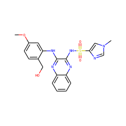 COc1ccc(CO)c(Nc2nc3ccccc3nc2NS(=O)(=O)c2cn(C)cn2)c1 ZINC000138432466