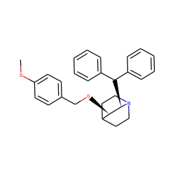 COc1ccc(CO[C@@H]2C3CCN(CC3)[C@@H]2C(c2ccccc2)c2ccccc2)cc1 ZINC000013744503