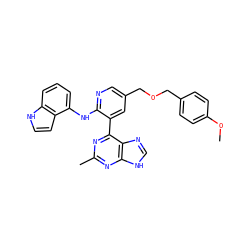 COc1ccc(COCc2cnc(Nc3cccc4[nH]ccc34)c(-c3nc(C)nc4[nH]cnc34)c2)cc1 ZINC000113150953