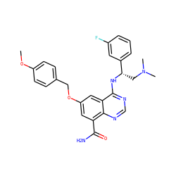 COc1ccc(COc2cc(C(N)=O)c3ncnc(N[C@@H](CN(C)C)c4cccc(F)c4)c3c2)cc1 ZINC000114345645