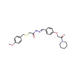COc1ccc(CSCC(=O)N/N=C/c2ccc(OCC(=O)N3CCCCC3)cc2)cc1 ZINC000000685657