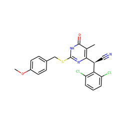 COc1ccc(CSc2nc([C@@H](C#N)c3c(Cl)cccc3Cl)c(C)c(=O)[nH]2)cc1 ZINC000103299876
