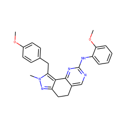 COc1ccc(Cc2c3c(nn2C)CCc2cnc(Nc4ccccc4OC)nc2-3)cc1 ZINC000169702181