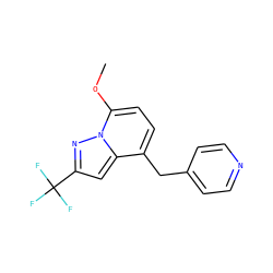 COc1ccc(Cc2ccncc2)c2cc(C(F)(F)F)nn12 ZINC000096933414