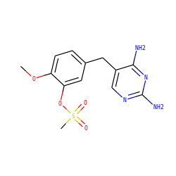 COc1ccc(Cc2cnc(N)nc2N)cc1OS(C)(=O)=O ZINC000013726789
