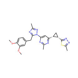 COc1ccc(Cc2nc(C)nn2-c2cc([C@@H]3C[C@@H]3c3nnc(C)s3)nc(C)n2)cc1OC ZINC000205272804