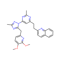 COc1ccc(Cc2nc(C)nn2-c2cc(CCc3ccc4ccccc4n3)nc(C)n2)nc1OC ZINC000205307058