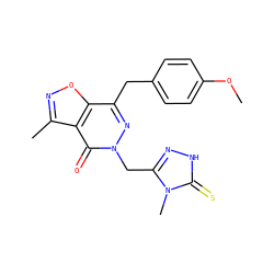 COc1ccc(Cc2nn(Cc3n[nH]c(=S)n3C)c(=O)c3c(C)noc23)cc1 ZINC000084586943
