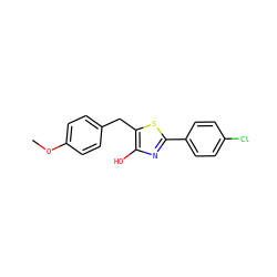 COc1ccc(Cc2sc(-c3ccc(Cl)cc3)nc2O)cc1 ZINC000211370175