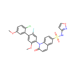 COc1ccc(Cl)c(-c2cc(OC)c(-n3c(=O)ccc4cc(S(=O)(=O)Nc5ccon5)ccc43)cc2F)c1 ZINC001772596244