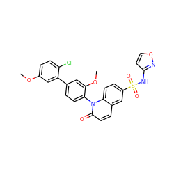 COc1ccc(Cl)c(-c2ccc(-n3c(=O)ccc4cc(S(=O)(=O)Nc5ccon5)ccc43)c(OC)c2)c1 ZINC001772585222