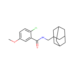 COc1ccc(Cl)c(C(=O)NCC23CC4CC(CC(C4)C2)C3)c1 ZINC000013587525