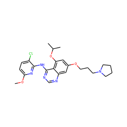 COc1ccc(Cl)c(Nc2ncnc3cc(OCCCN4CCCC4)cc(OC(C)C)c23)n1 ZINC000028564474