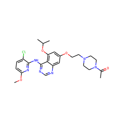 COc1ccc(Cl)c(Nc2ncnc3cc(OCCN4CCN(C(C)=O)CC4)cc(OC(C)C)c23)n1 ZINC000028530271
