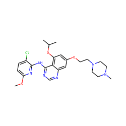 COc1ccc(Cl)c(Nc2ncnc3cc(OCCN4CCN(C)CC4)cc(OC(C)C)c23)n1 ZINC000028529903