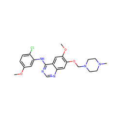 COc1ccc(Cl)c(Nc2ncnc3cc(OCN4CCN(C)CC4)c(OC)cc23)c1 ZINC000027988950