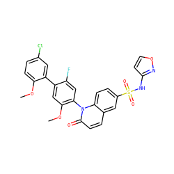 COc1ccc(Cl)cc1-c1cc(OC)c(-n2c(=O)ccc3cc(S(=O)(=O)Nc4ccon4)ccc32)cc1F ZINC001772574400