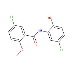 COc1ccc(Cl)cc1C(=O)Nc1cc(Cl)ccc1O ZINC000034162068