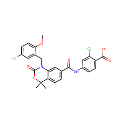 COc1ccc(Cl)cc1CN1C(=O)OC(C)(C)c2ccc(C(=O)Nc3ccc(C(=O)O)c(Cl)c3)cc21 ZINC000299858785