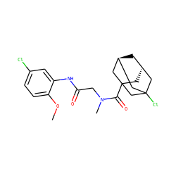 COc1ccc(Cl)cc1NC(=O)CN(C)C(=O)C12C[C@H]3C[C@@H](CC(Cl)(C3)C1)C2 ZINC000100563297