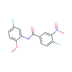 COc1ccc(Cl)cc1NC(=O)c1ccc(Cl)c([N+](=O)[O-])c1 ZINC000000102780