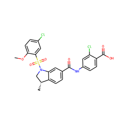 COc1ccc(Cl)cc1S(=O)(=O)N1C[C@@H](C)c2ccc(C(=O)Nc3ccc(C(=O)O)c(Cl)c3)cc21 ZINC000059716205