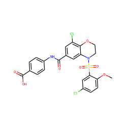 COc1ccc(Cl)cc1S(=O)(=O)N1CCOc2c(Cl)cc(C(=O)Nc3ccc(C(=O)O)cc3)cc21 ZINC000114520165