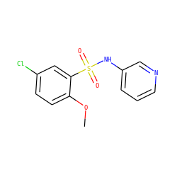 COc1ccc(Cl)cc1S(=O)(=O)Nc1cccnc1 ZINC000004135203
