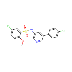 COc1ccc(Cl)cc1S(=O)(=O)Nc1cncc(-c2ccc(Cl)cc2)c1 ZINC000200001446