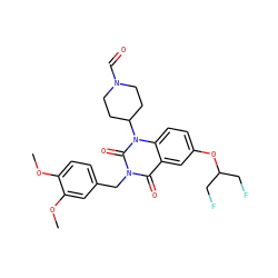 COc1ccc(Cn2c(=O)c3cc(OC(CF)CF)ccc3n(C3CCN(C=O)CC3)c2=O)cc1OC ZINC000043207153